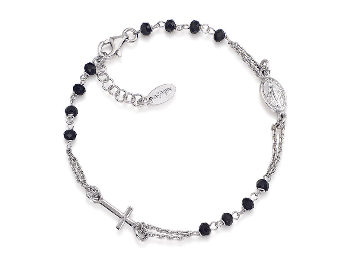 Bracciale Rosario  AG925  cristalli neri Default Title