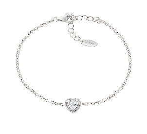 Bracciale in Argento 925 con zirconi bianchi - Rodio - Lungh. 16 + 3 cm (mod. BRTICUBBZ)