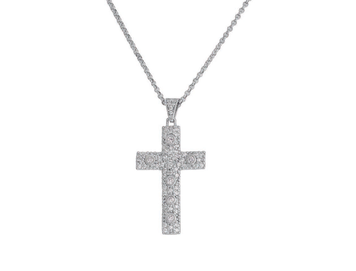 Collana Croce  AG925  Zirconi bianchi Lungh. 40+5 cm Default Title