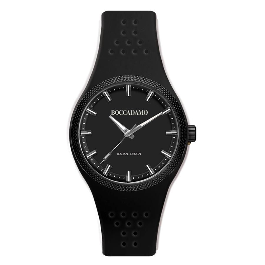 Orologio in silicone anallergico con quadrante e ghiera neri Default Title