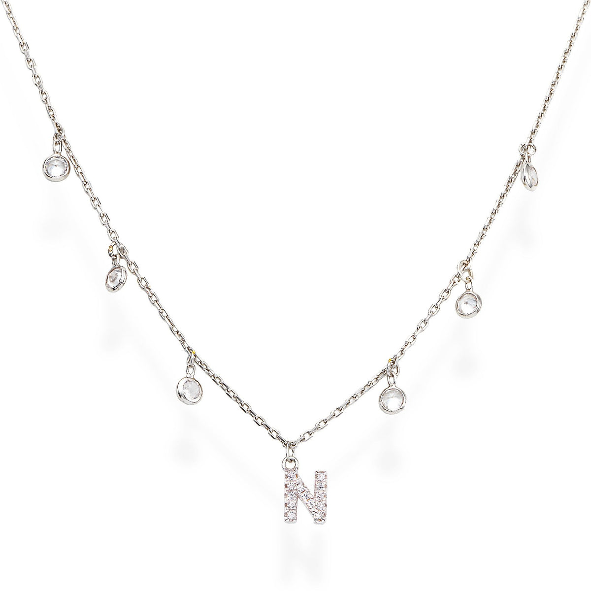 Collana in AG925 e zirconi bianchi Rodio (Lungh. 37+5cm - charm h. 6mm) Default Title