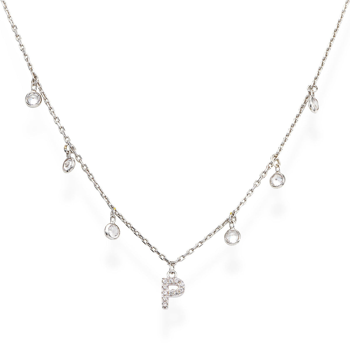 Collana in AG925 e zirconi bianchi Rodio (Lungh. 37+5cm - charm h. 6mm) Default Title