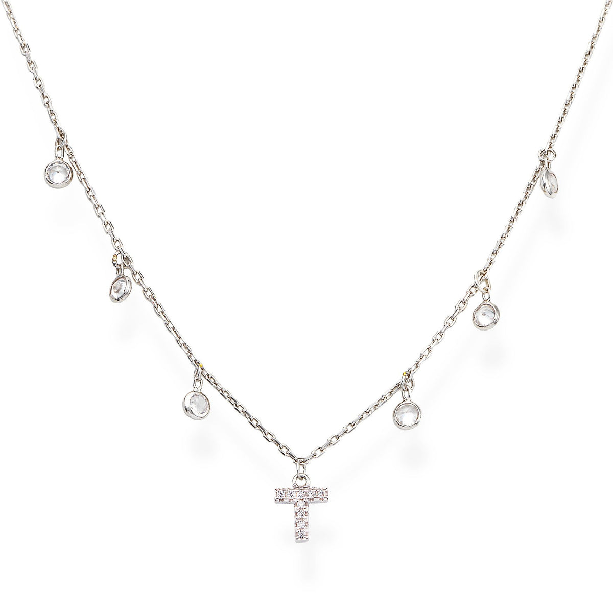 Collana in AG925 e zirconi bianchi Rodio (Lungh. 37+5cm - charm h. 6mm) Default Title