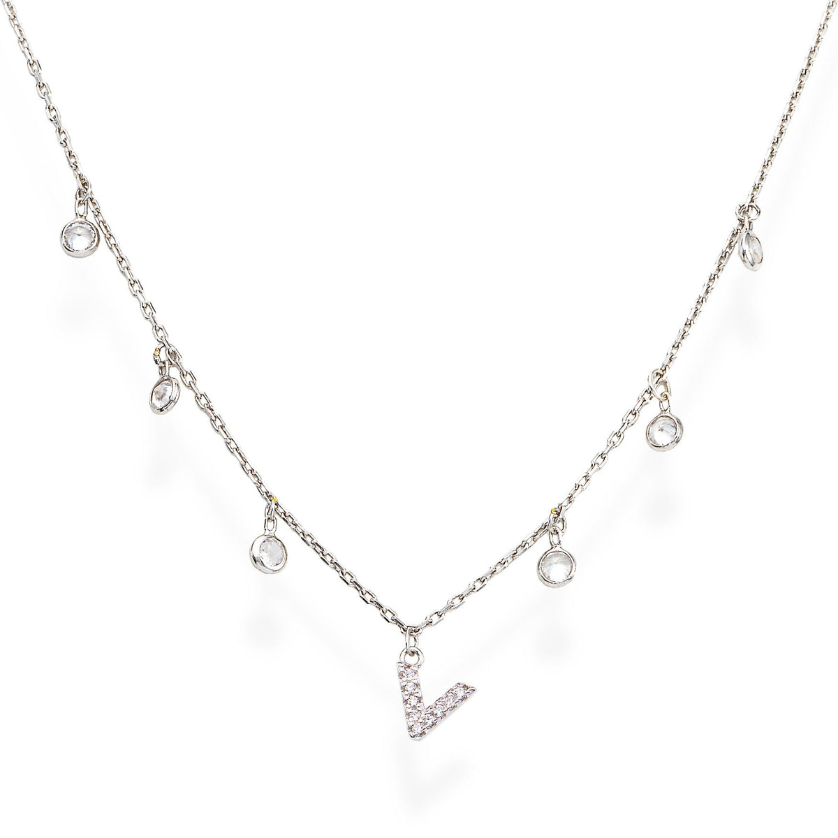 Collana in AG925 e zirconi bianchi Rodio (Lungh. 37+5cm - charm h. 6mm) Default Title