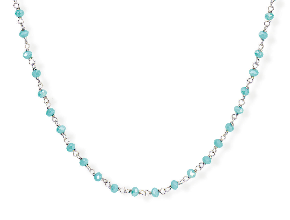 Collana in AG925 Cristalli cangianti azzurro tiffany (Lungh. 90cm) Default Title