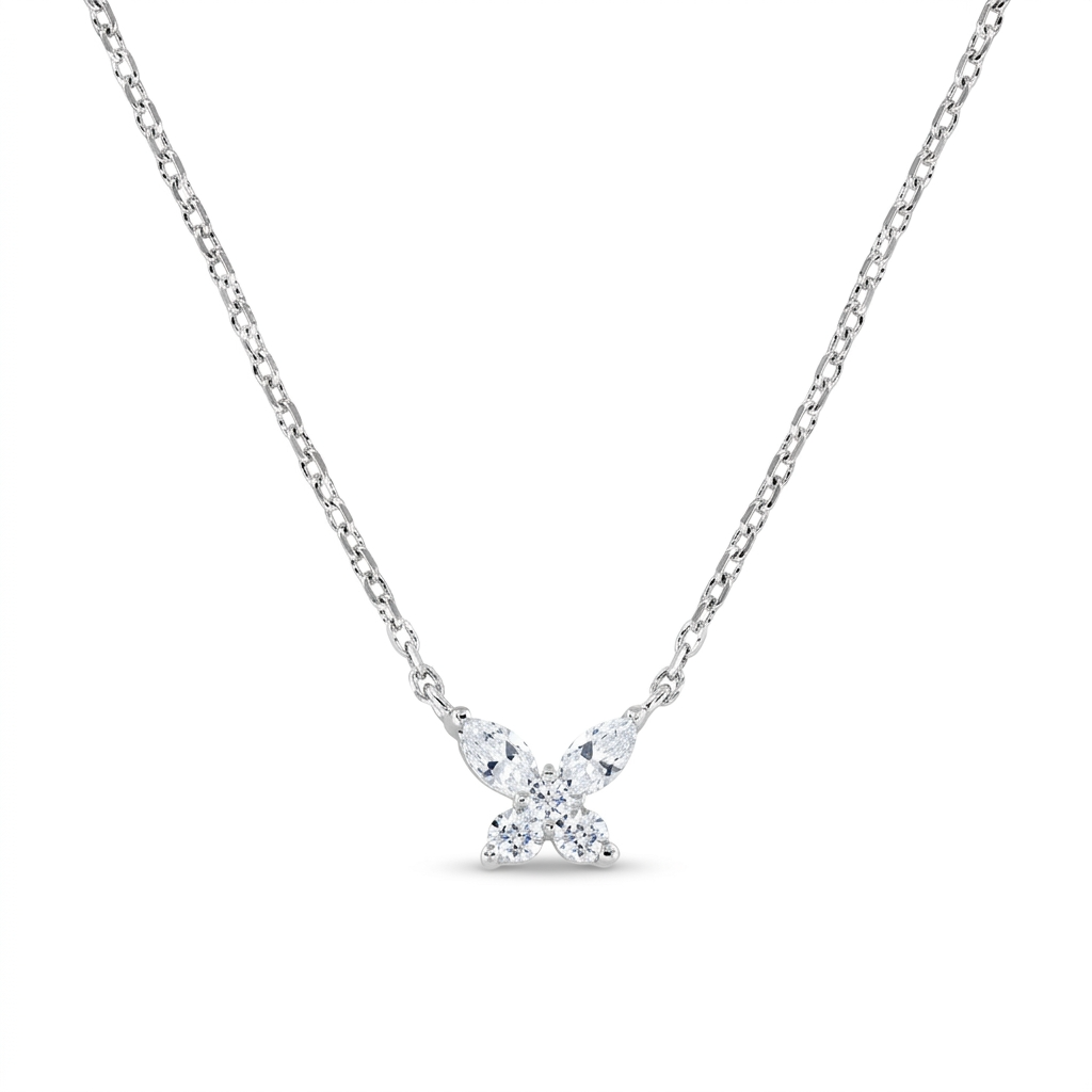 Collana in Argento 925 con zirconi bianchi - Rodio - Lungh. 40 + 5 cm