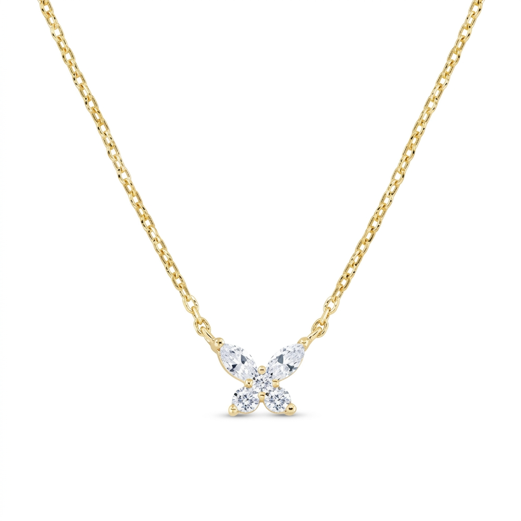 Collana in Argento 925 con zirconi bianchi - Oro - Lungh. 40 + 5 cm (mod. CLBUTGBB)