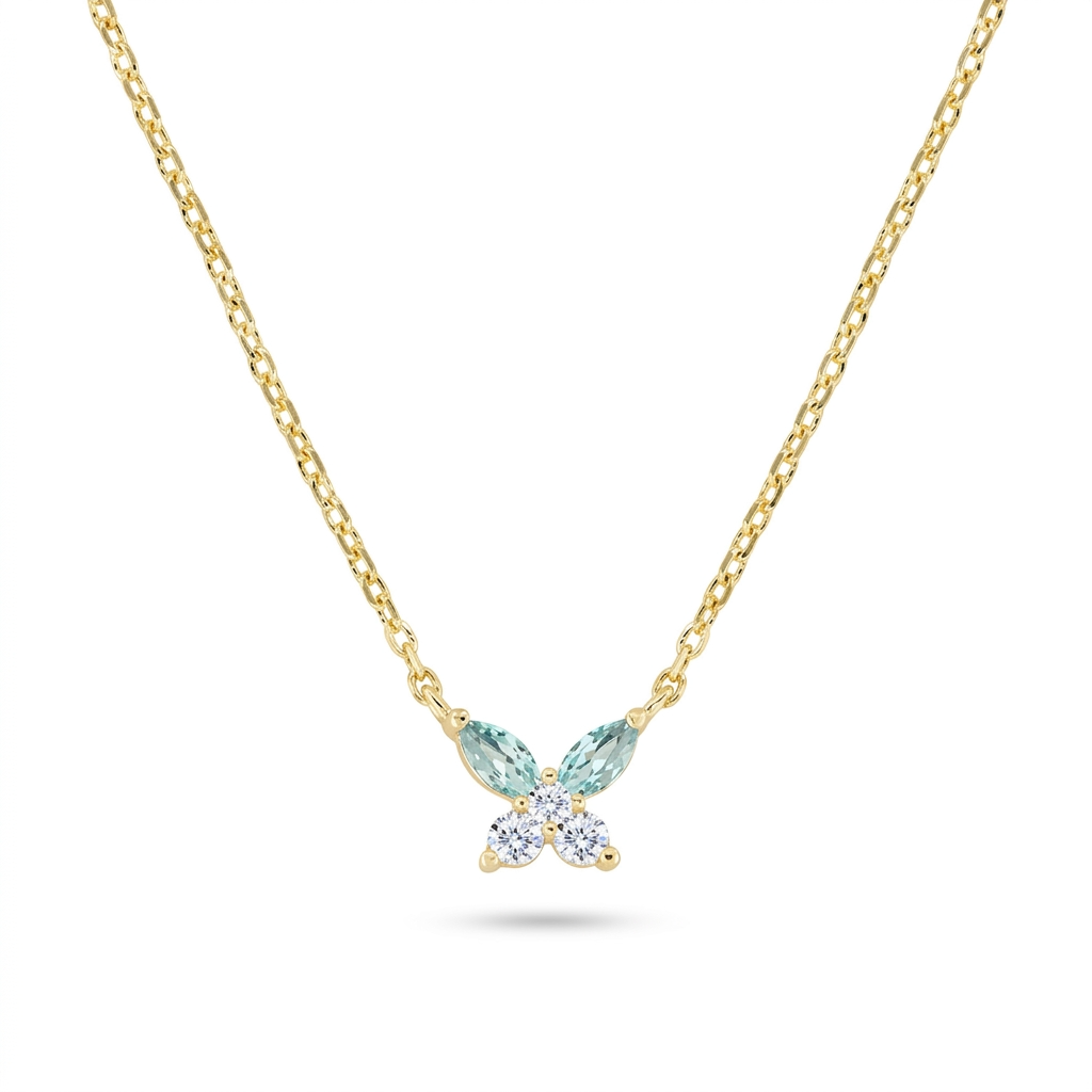 Collana in Argento 925 con zirconi london blue e bianchi - Oro - Lungh. 40 + 5 cm