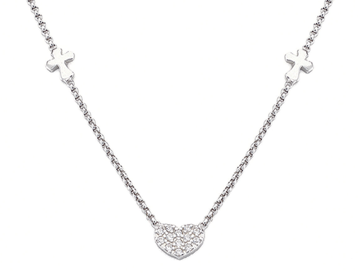 Collana Croci e Cuore AG925 zirconi Default Title