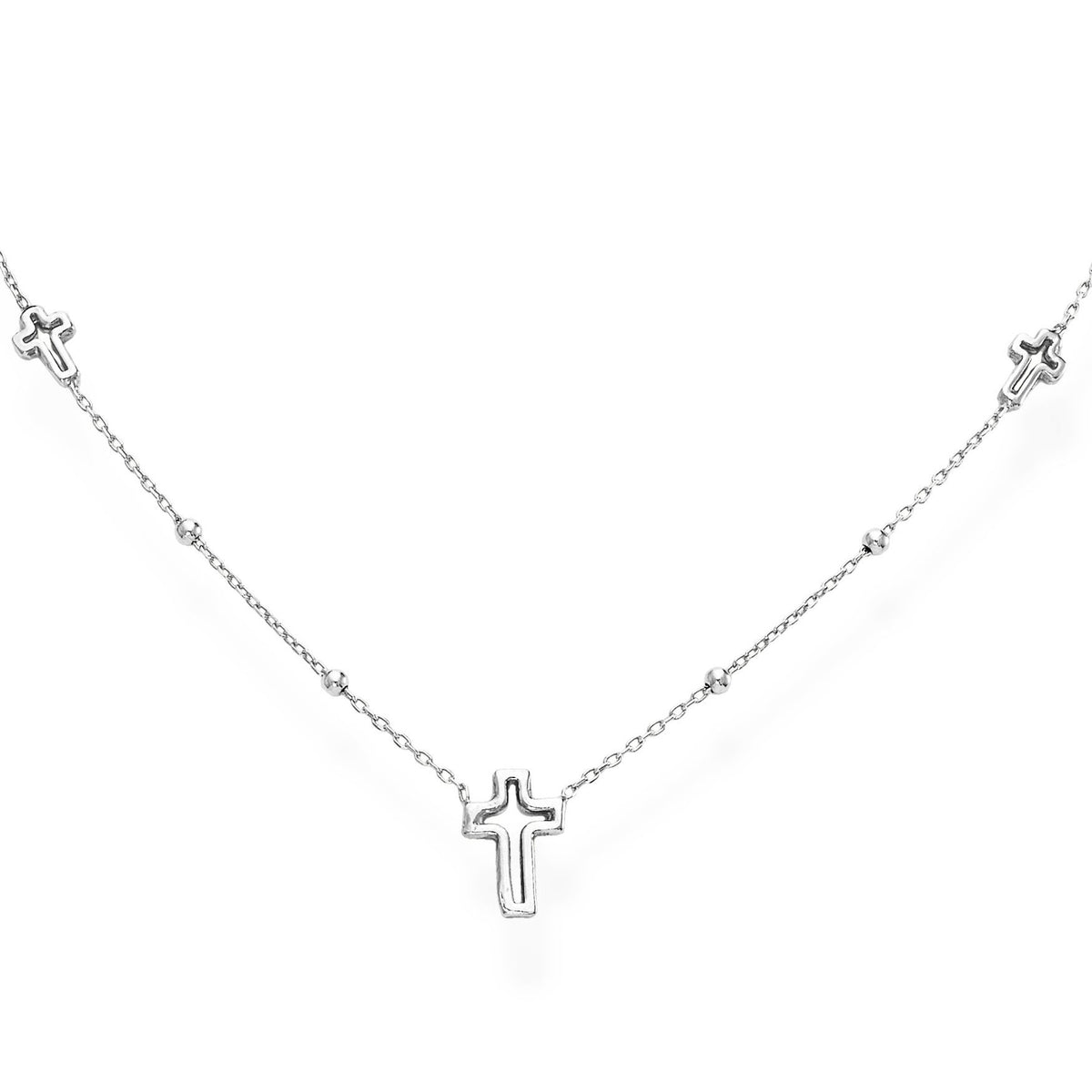 Collana in AG925 Rodio (Lungh. 40+4cm - croce h. 1cm) Default Title