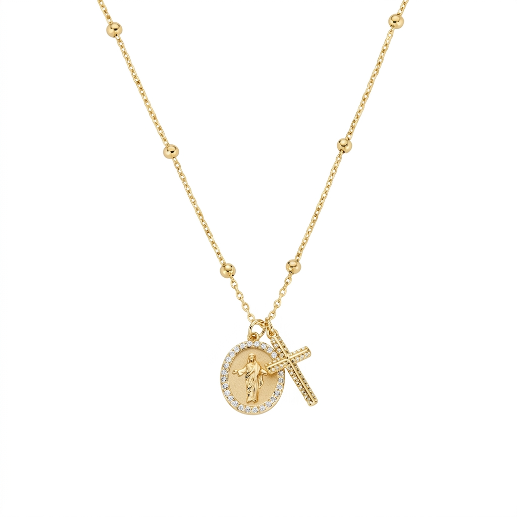 Collana in Argento 925 con zirconi bianchi - Oro - Lungh. 40 + 5 cm (mod. CLCRCRGBZ)