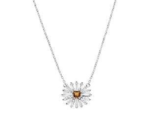 Collana in Argento 925 con zircone marrone e zirconi bianchi - Rodio - Lungh. 40 + 5 cm