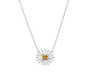 Collana in Argento 925 con zircone giallo e zirconi bianchi - Rodio - Lungh. 40 + 5 cm