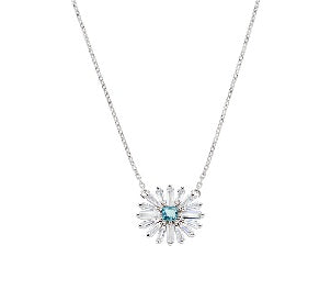 Collana in Argento 925 con zircone london blue e zirconi bianchi - Rodio - Lungh. 40 + 5 cm