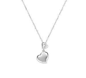 Collana in Argento 925 con zircone bianco - Rodio - Lungh. 40 + 5 cm
