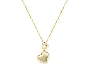 Collana in Argento 925 con zircone bianco - Oro - Lungh. 40 + 5 cm