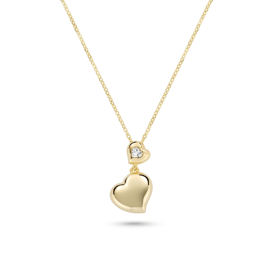 Collana in Argento 925 con zircone bianco - Oro - Lungh. 40 + 5 cm