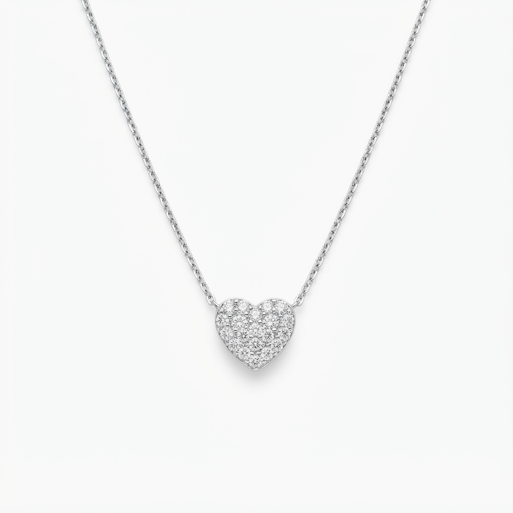 Collana in Argento 925 con zirconi bianchi - Rodio - Lungh. 40 + 5 cm (mod. CLHSCBBZ3)