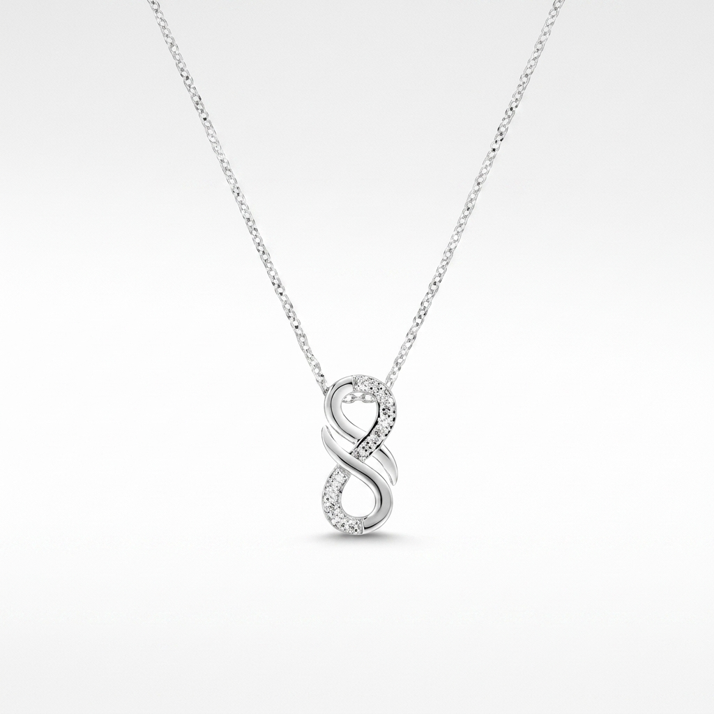 Collana in Argento 925 con zirconi bianchi - Rodio - Lungh. 40 + 5 cm (mod. CLINLUBBZ)