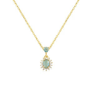 Collana in Argento 925 con zirconi london blue e bianchi - Oro - Lungh. 40 + 5 cm