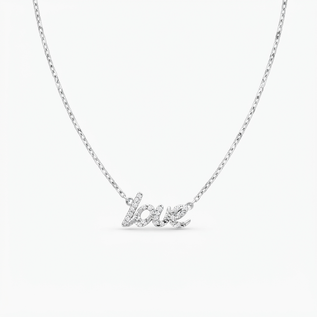 Collana in Argento 925 con zirconi bianchi - Rodio - Lungh. 40 + 5 cm (mod. CLLOVBBZ3)