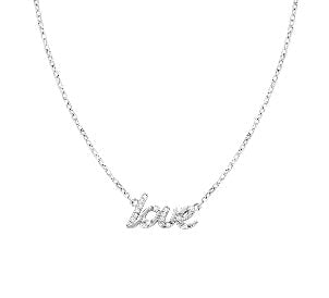 Collana in Argento 925 con zirconi bianchi - Rodio - Lungh. 40 + 5 cm (mod. CLLOVBBZ3)