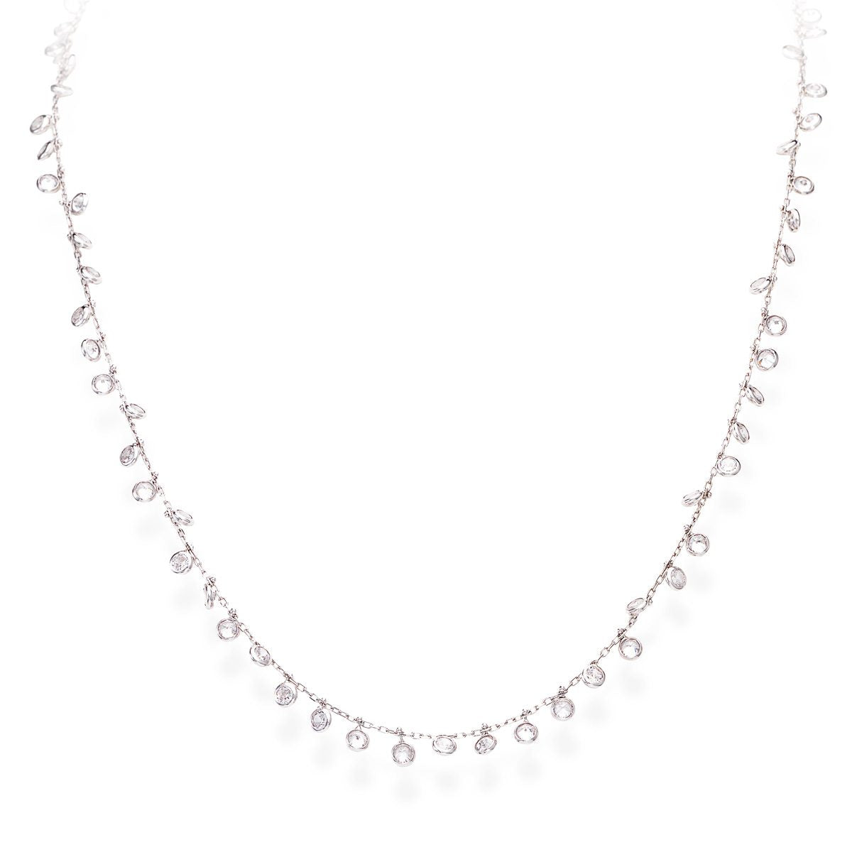 Collana in AG925 e zirconi bianchi Rodio (Lungh. 37+5cm) Default Title
