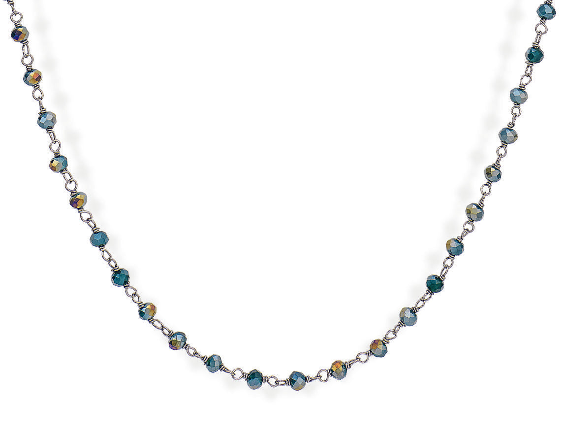 Collana in AG925  Cristalli cangianti verdi (Lungh. 70cm) Default Title
