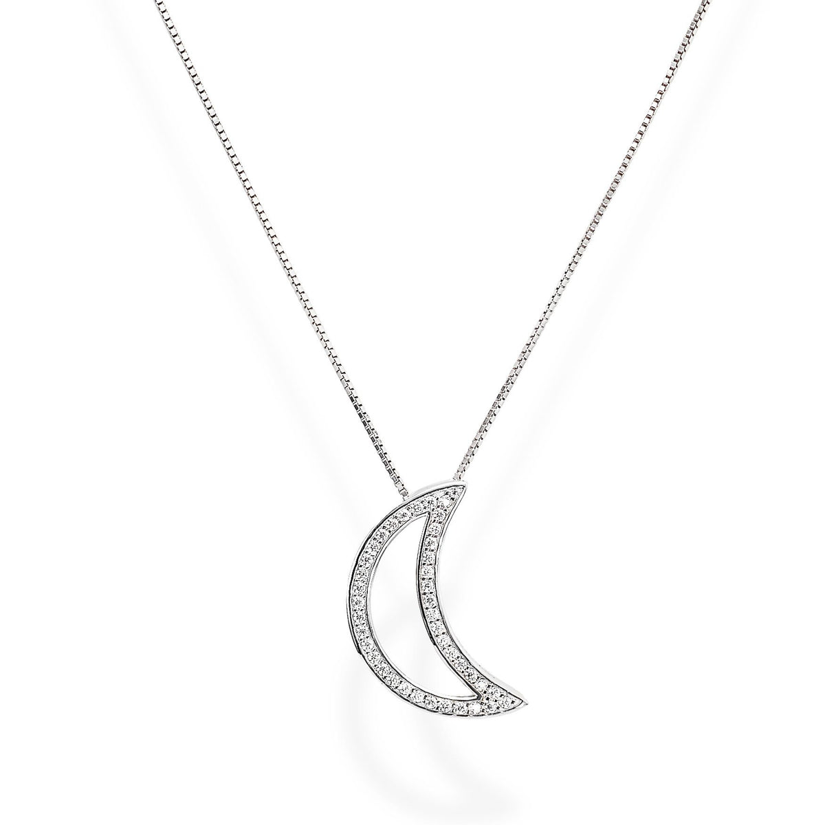 Collana in AG925 e zirconi bianchi Rodio (Lungh. 42cm - charm Ø 2cm) Default Title
