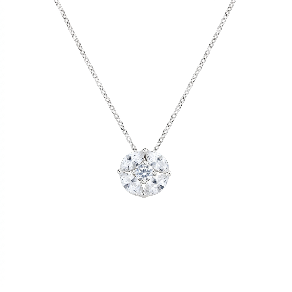 Collana in Argento 925 con zirconi bianchi - Rodio - Lungh. 40 + 5 cm (mod. CLPKABBZ)