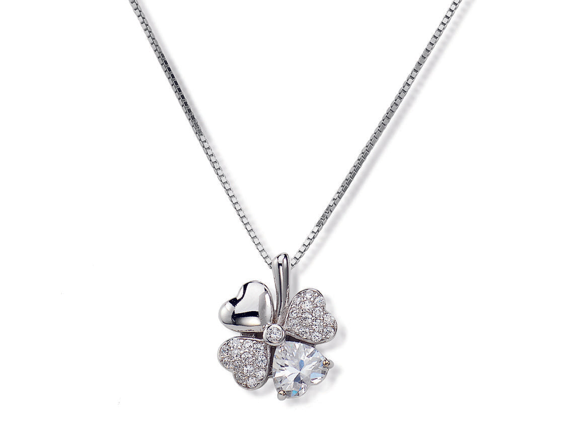 Collana in AG925 e zirconi bianchi (Lung. 42cm - charm ø 1cm) Default Title