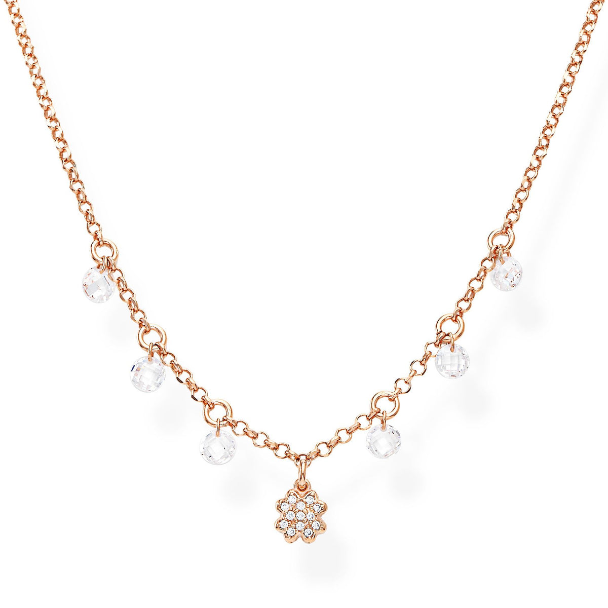 Collana in AG925 e zirconi bianchi Rosè (Lungh. 40+5cm - charm Ø 5mm) Default Title