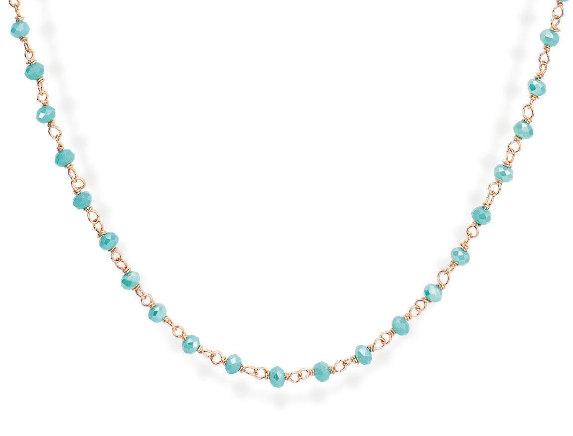 Collana in AG925 Cristalli cangianti azzurro tiffany (Lungh. 90cm) Default Title
