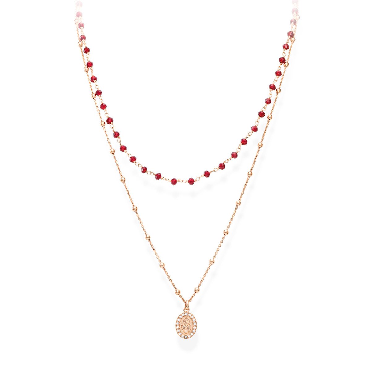 Collana in AG925 zirconi bianchi e cristalli rossi Rosè Default Title