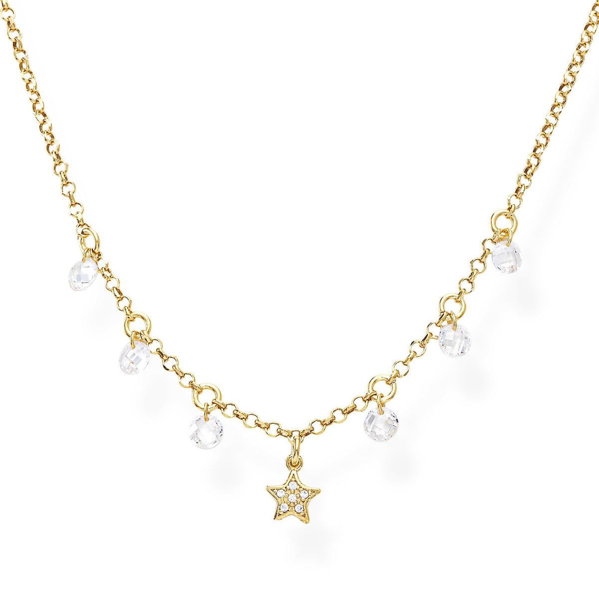 Collana in AG925 e zirconi bianchi Oro (Lungh. 40+5cm - charm Ø 5mm) Default Title