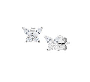 Orecchini in Argento 925 con zirconi bianchi - Rodio - 6 x 6 mm