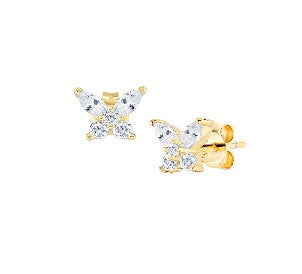 Orecchini in Argento 925 con zirconi bianchi - Oro - 6 x 6 mm