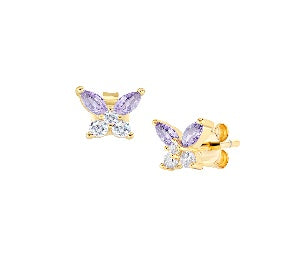 Orecchini in Argento 925 con zirconi lavanda e bianchi - Oro - 6 x 6 mm