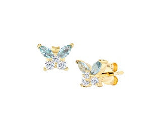 Orecchini in Argento 925 con zirconi london blue e bianchi - Oro - 6 x 6 mm