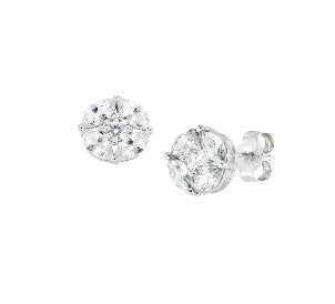 Orecchini in Argento 925 con zirconi bianchi - Rodio - Ø 7 mm