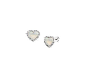 Orecchini in Argento 925 con madreperla e zirconi bianchi - Rodio - Altezza 7 mm