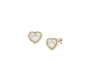 Orecchini in Argento 925 con madreperla e zirconi bianchi - Oro - Altezza 7 mm