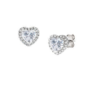 Orecchini in Argento 925 con zirconi bianchi - Rodio - Altezza 8 mm