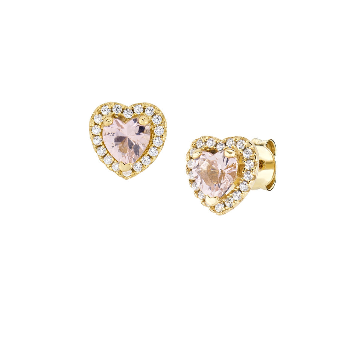 Orecchini Dolce Cuore Rosa Morganite Dorato