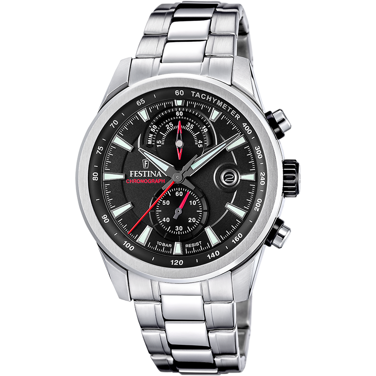 OROLOGIO FESTINA TIMELESS CHRONOGRAPH F20694/6 NERO CINTURINO IN ACCIAIO INOSSIDABILE, UOMO