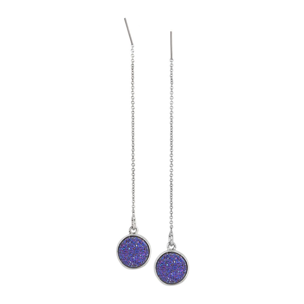 Orecchini pendenti con druzy stone viola Default Title