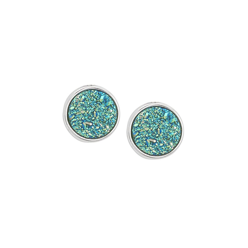 Orecchini a lobo con druzy stone verde acqua Default Title