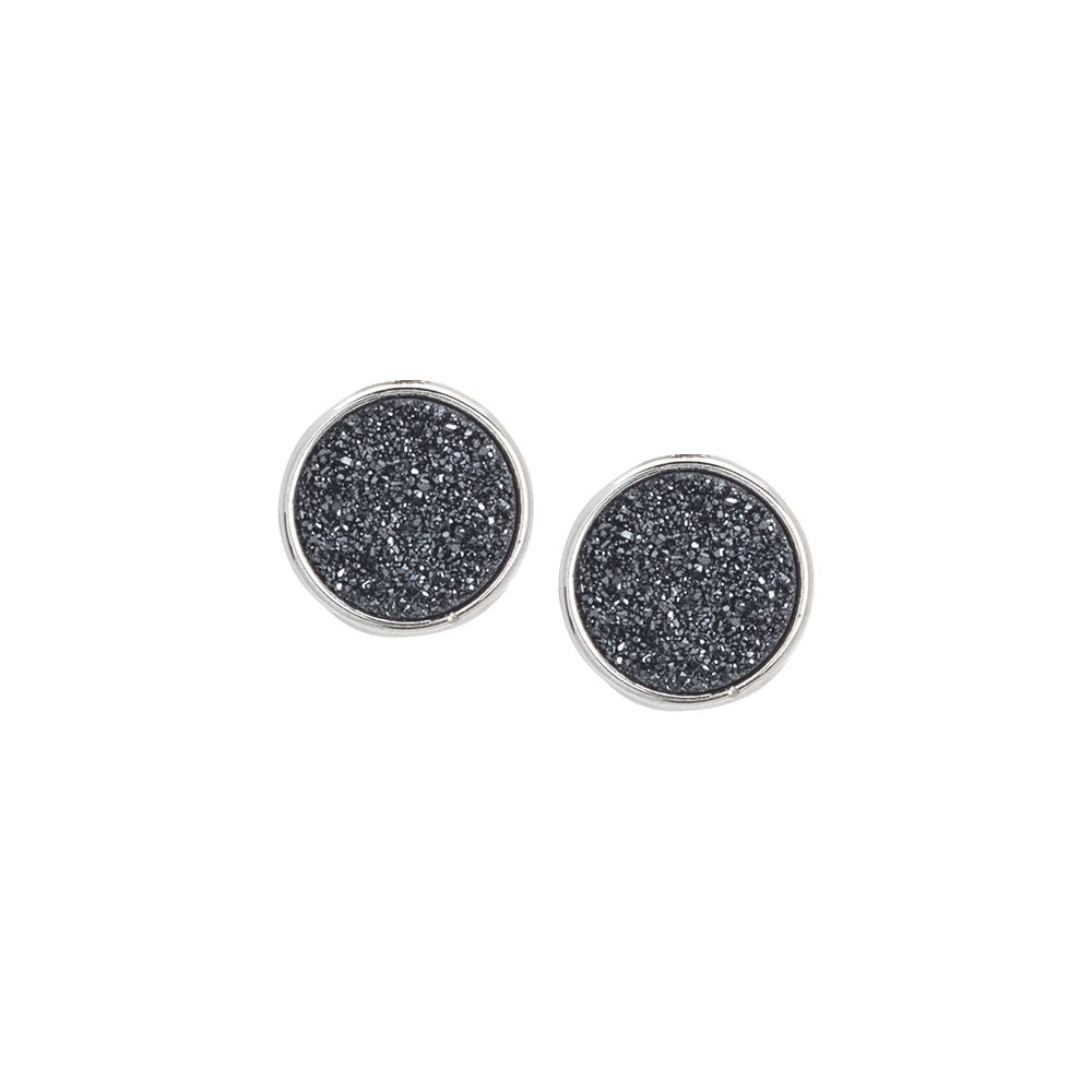 Orecchini a lobo con druzy stone color ematite Default Title