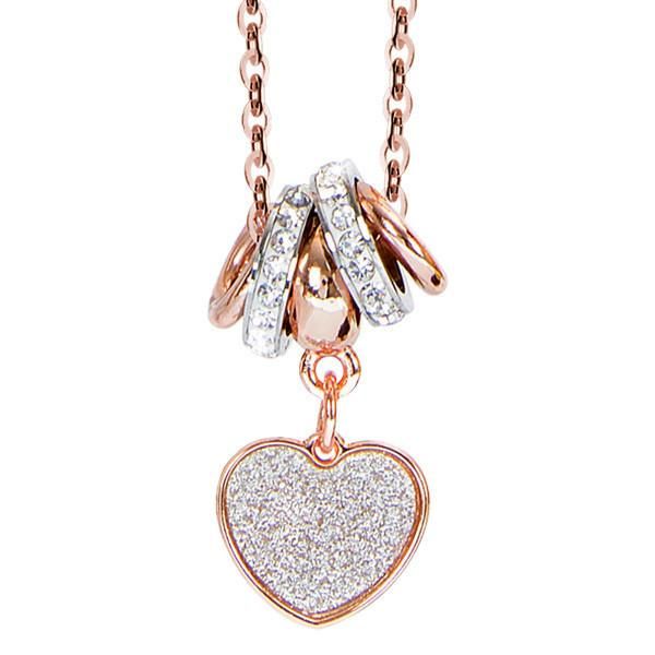Collana placcata oro rosa e pendente glitterato a cuore Default Title