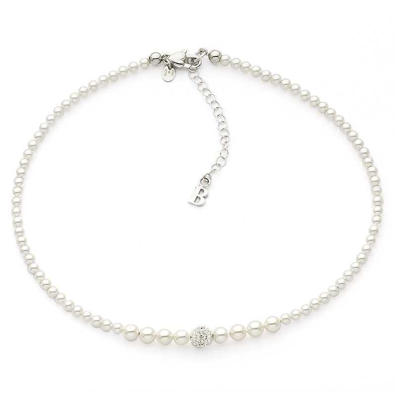 Girocollo in argento con perle e strass Default Title
